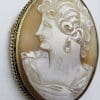 Sterling Silver Large Oval Lady Cameo Brooch