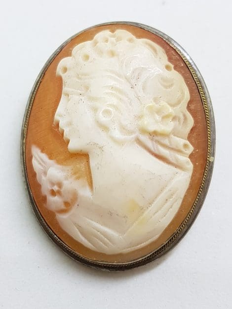 Sterling Silver Oval Lady Cameo Brooch