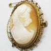 Sterling Silver Oval Ornate Lady Cameo Brooch