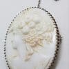 Sterling Silver Oval White Lady Cameo Brooch
