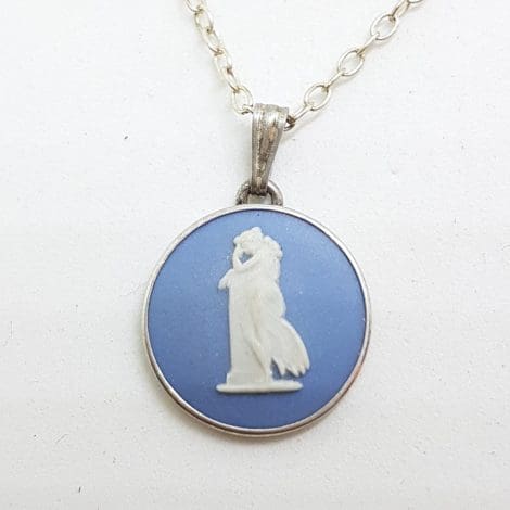 Sterling Silver Round Wedgwood Pendant on Silver Chain