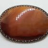 Sterling Silver Antique Large Oval Agate Brooch