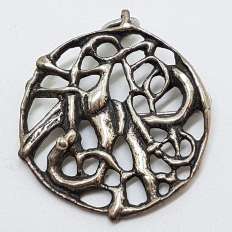 Sterling Silver Large Viking Style Twist Round Brooch