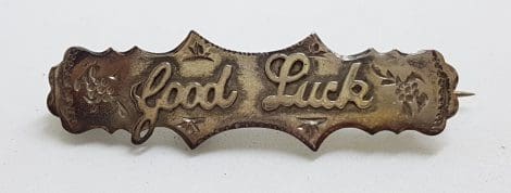 Sterling Silver Ornate " Good Luck " Brooch
