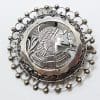 Sterling Silver Large Round Ornate Egyptian Design Brooch / Pendant