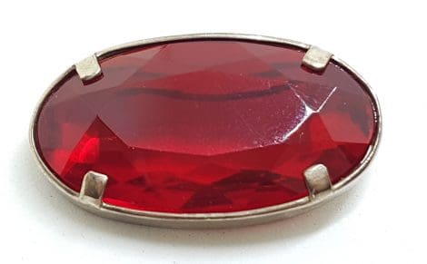 Sterling Silver Large Oval Red Paste Brooch
