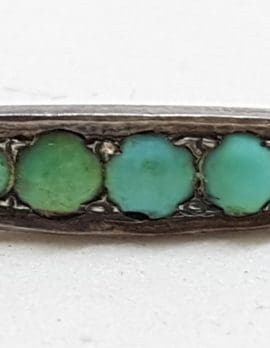 Sterling Silver Antique Turquoise Bar Brooch