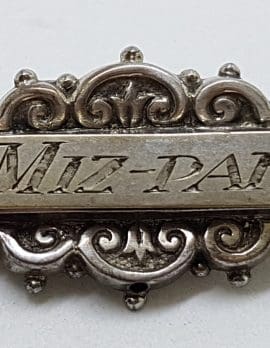 Sterling Silver Antique Ornate MIZPAH Bar Brooch