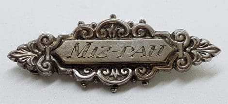Sterling Silver Antique Ornate MIZPAH Bar Brooch