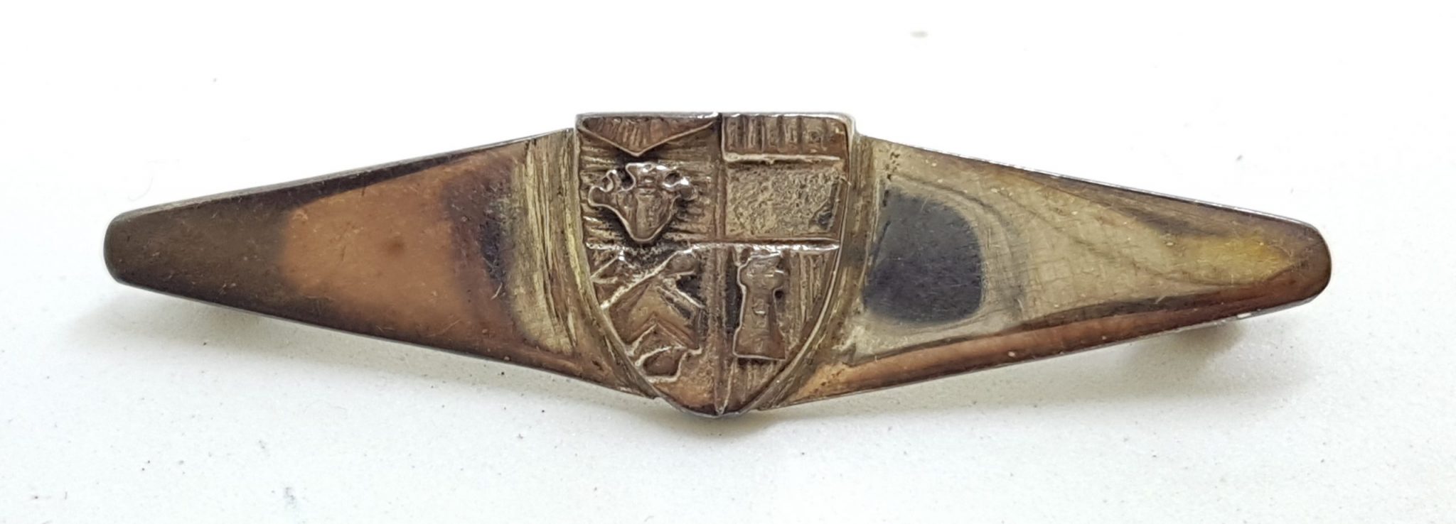 Sterling Silver Crest / Shield Bar Brooch