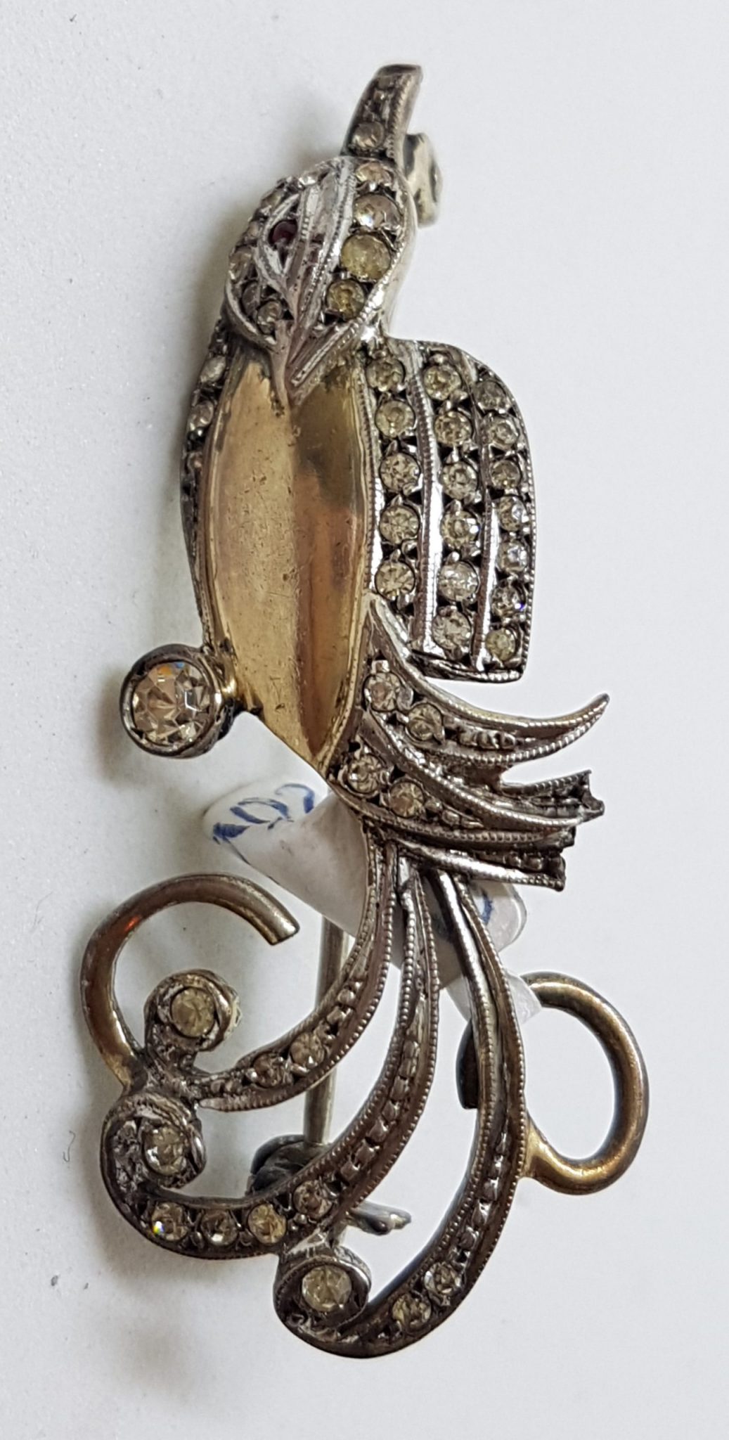 20200630_120053 Sterling Silver & Gold Ornate Cubic Zirconia Bird Brooch
