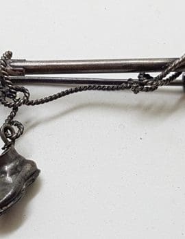 Sterling Silver Miner Pickaxe and Boot Bar Brooch