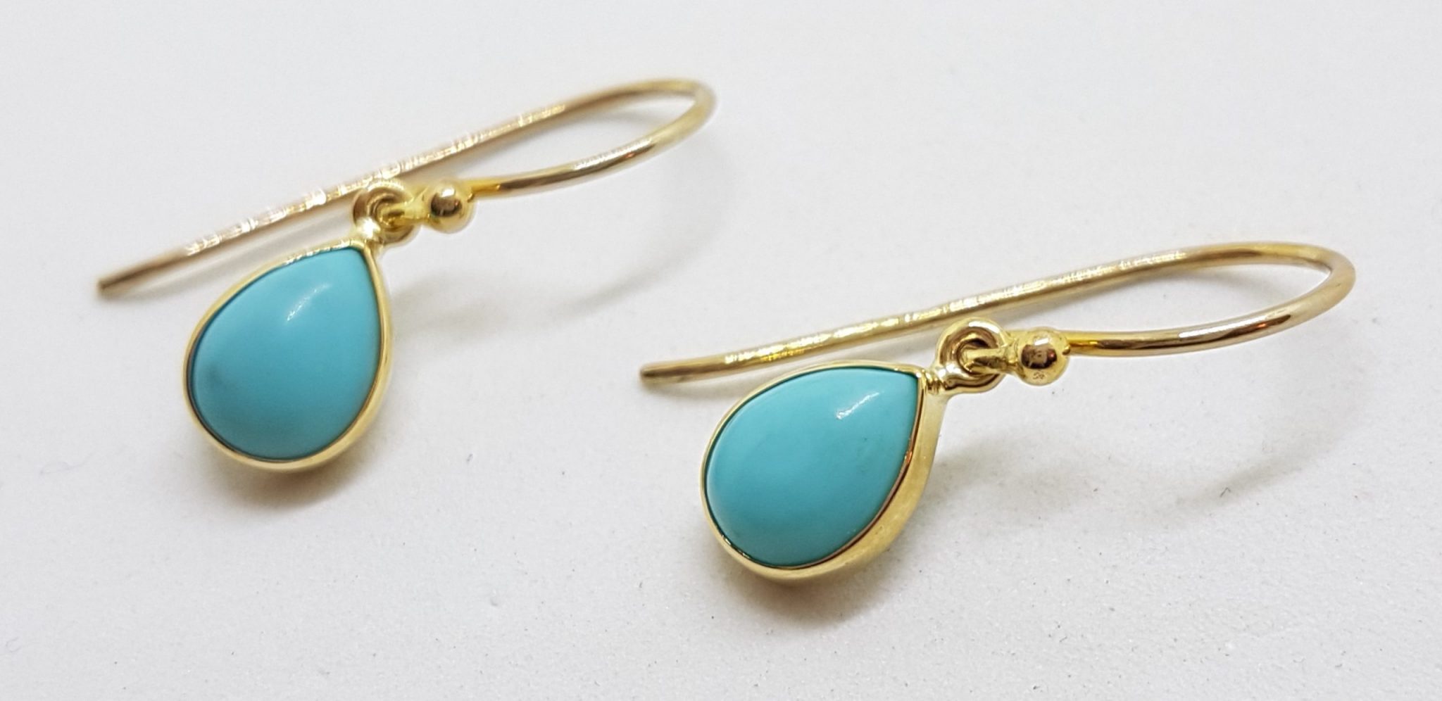 20200630_123625 9ct Yellow Gold Teardrop Shape Turquoise Drop Earrings