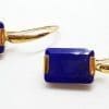 9ct Yellow Gold Lapis Lazuli Rectangular Drop Earrings