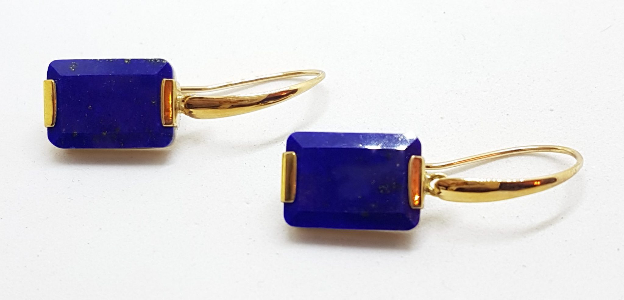 20200630_124158 9ct Yellow Gold Lapis Lazuli Rectangular Drop Earrings