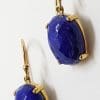 9ct Yellow Gold Lapis Lazuli Faceted Oval Drop Earrings