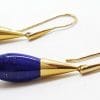 9ct Yellow Gold Long Lapis Lazuli Drop Earrings