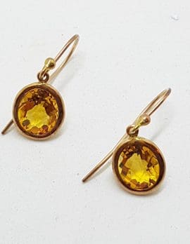 9ct Rose Gold Citrine Oval Drop Earrings