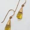 9ct Rose Gold Citrine Ball in Cone Drop Earrings
