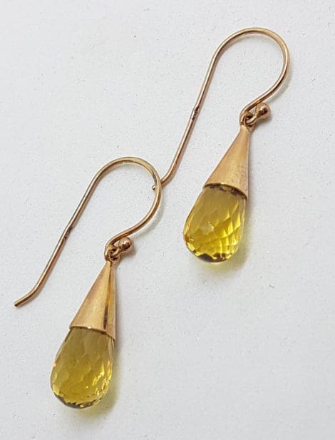 9ct Rose Gold Citrine Ball in Cone Drop Earrings