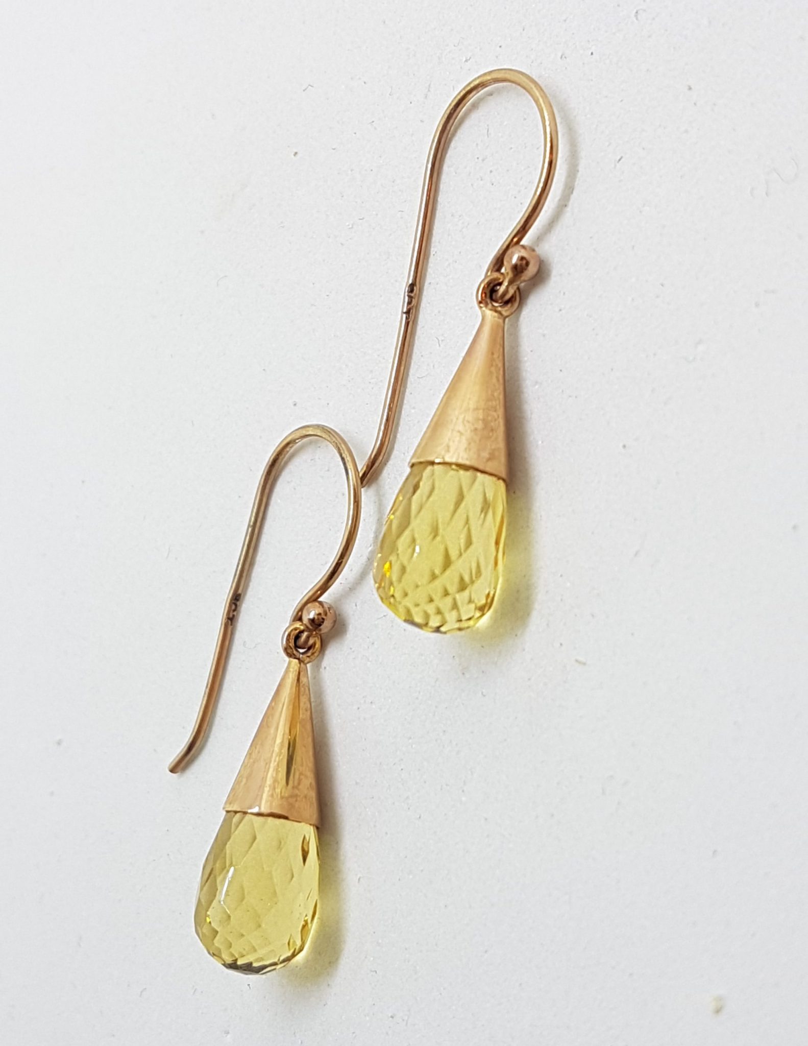 9ct Rose Gold Citrine Ball in Cone Drop Earrings