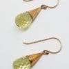 9ct Rose Gold Lemon Citrine Ball in Cone Drop Earrings