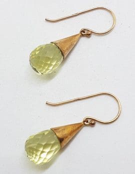 9ct Rose Gold Lemon Citrine Ball in Cone Drop Earrings