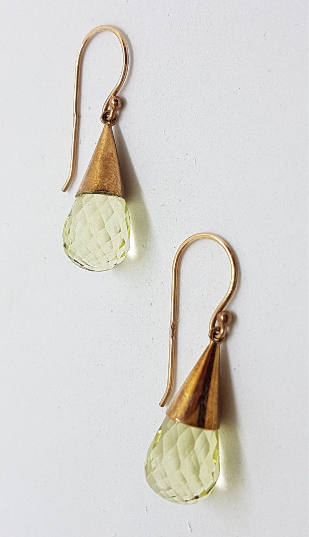 9ct Rose Gold Lemon Citrine Ball in Cone Drop Earrings