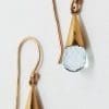 9ct Rose Gold Blue Topaz Ball in Cone Drop Earrings