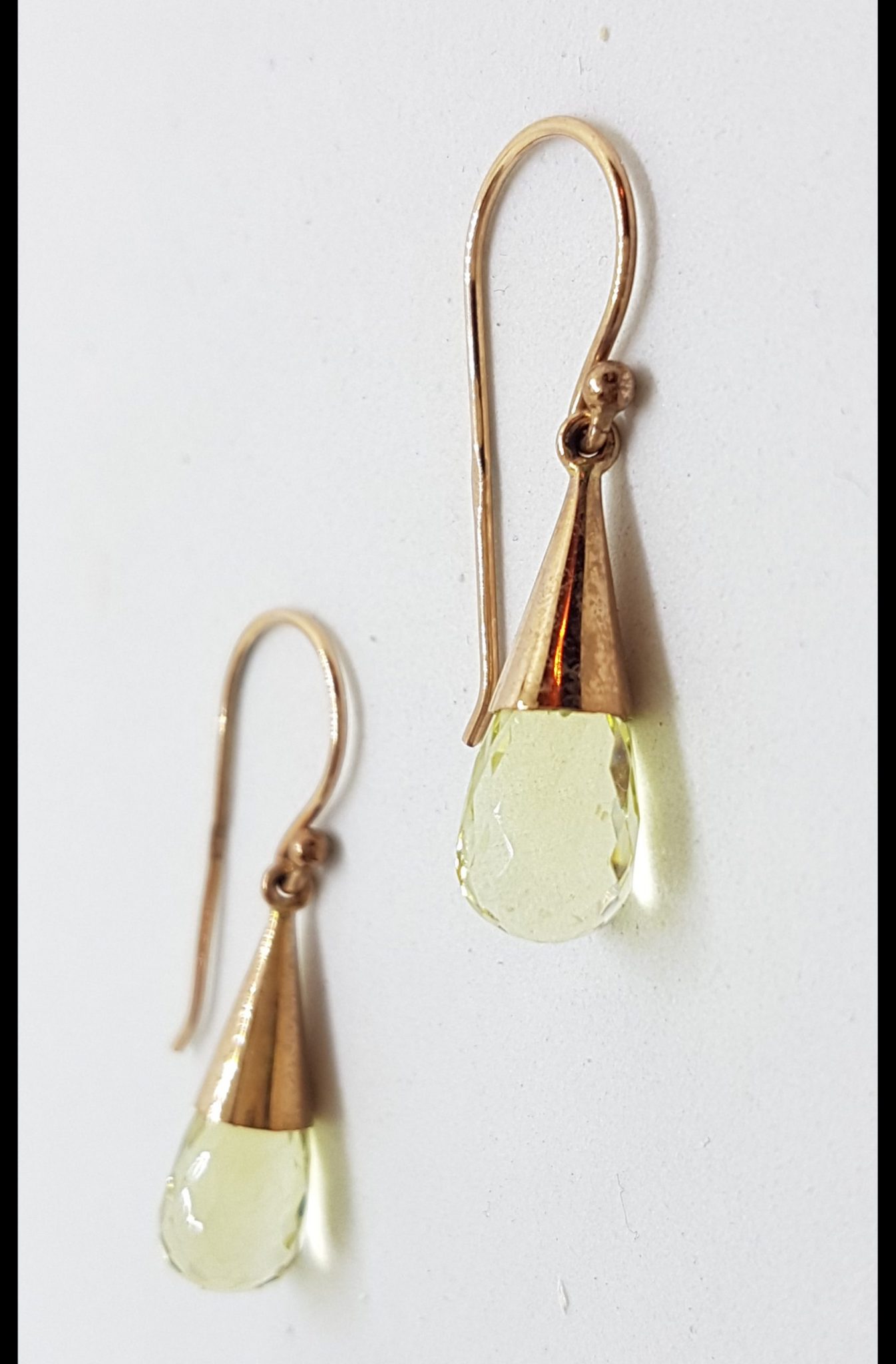 9ct Rose Gold Lemon Citrine Ball in Cone Drop Earrings