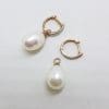 9ct Rose Gold Pearl and Diamond Huggie Hoop Drop Earrings - 2 in 1