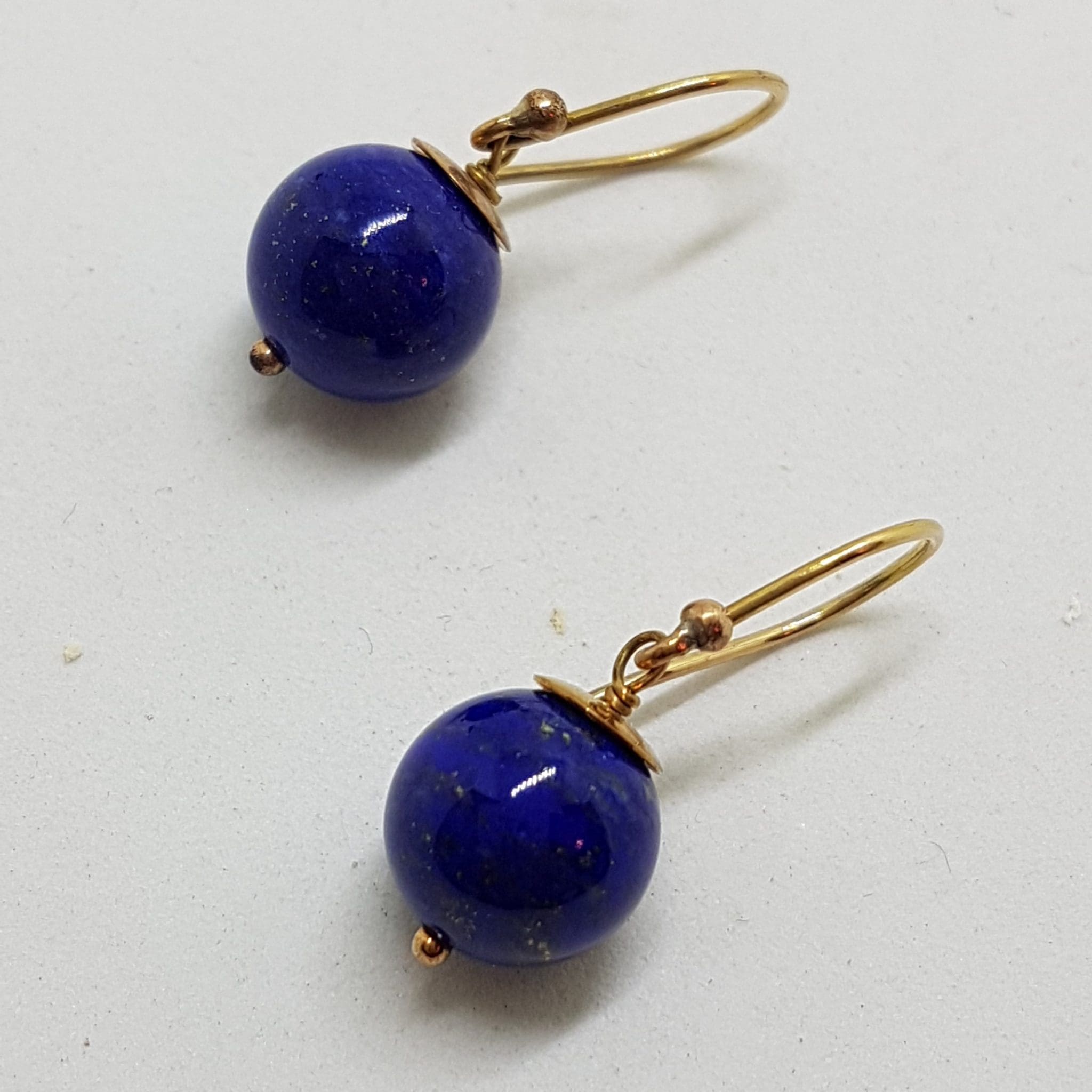9ct Rose Gold Lapis Lazuli Ball Drop Earrings