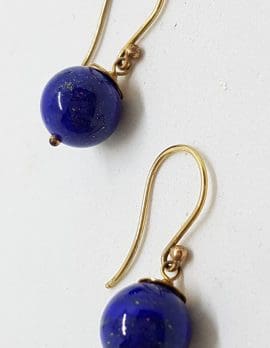 9ct Rose Gold Lapis Lazuli Ball Drop Earrings