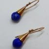 9ct Rose Gold Lapis Lazuli Ball in Cone Drop Earrings
