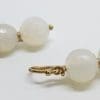 9ct Yellow Gold White Agate Ball Drop Earrings