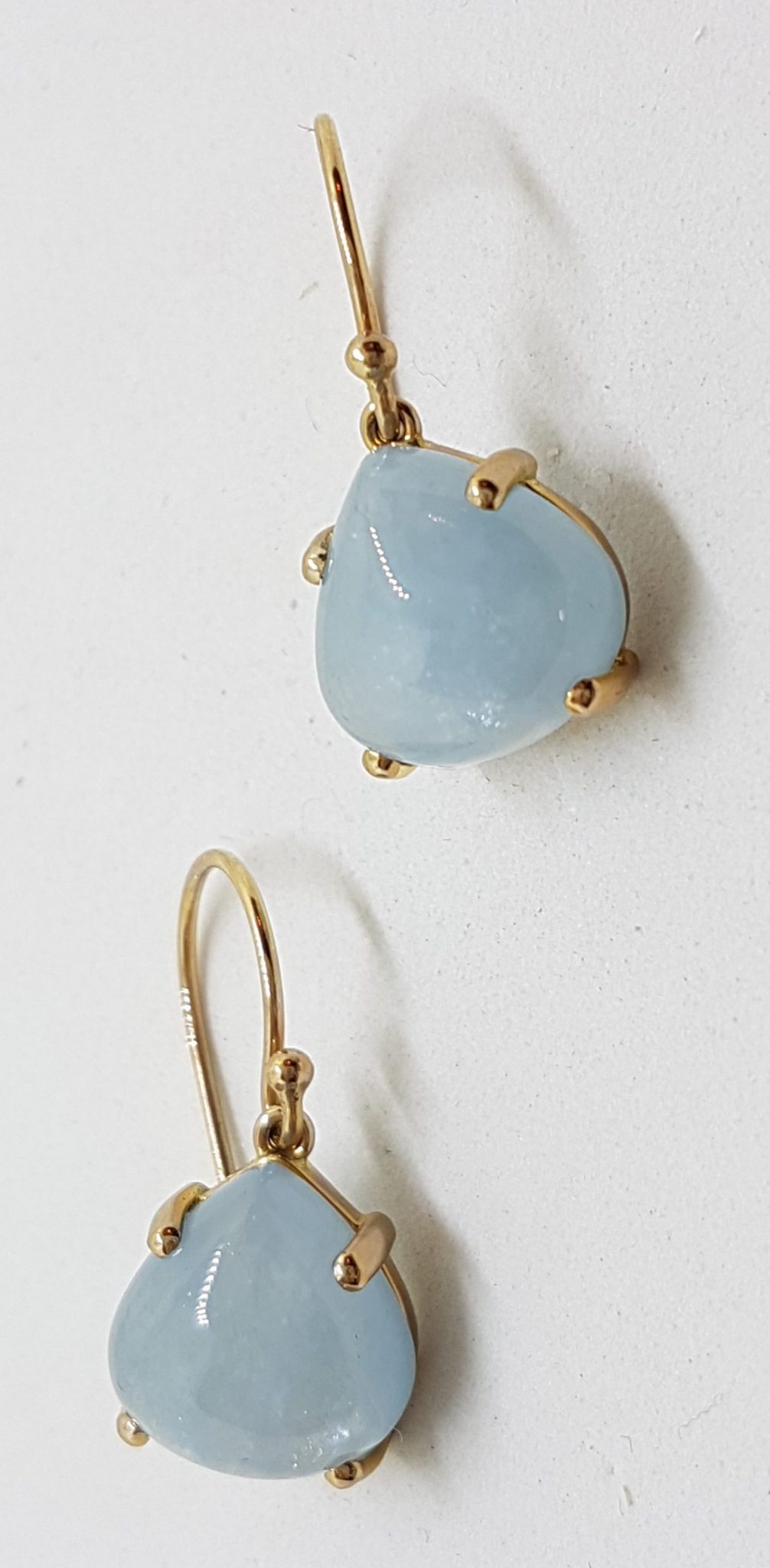 9ct Yellow Gold Teardrop Shape Aquamarine Drop Earrings