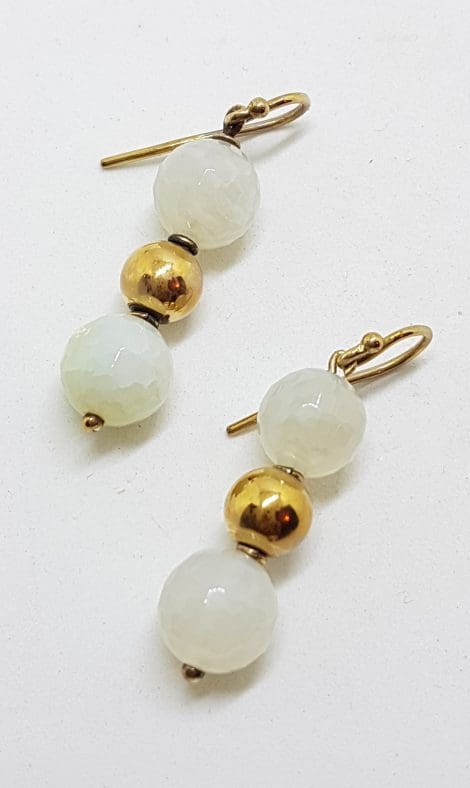 9ct Yellow Gold Agate Ball Drop Earrings