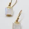 9ct Yellow Gold Square Moonstone Drop Earrings