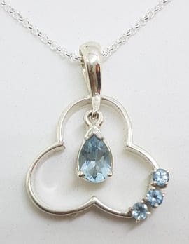 Sterling Silver Topaz Drop Pendant on Silver Chain