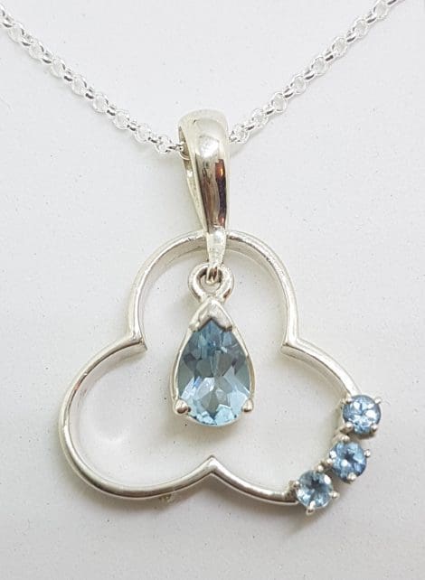 Sterling Silver Topaz Drop Pendant on Silver Chain