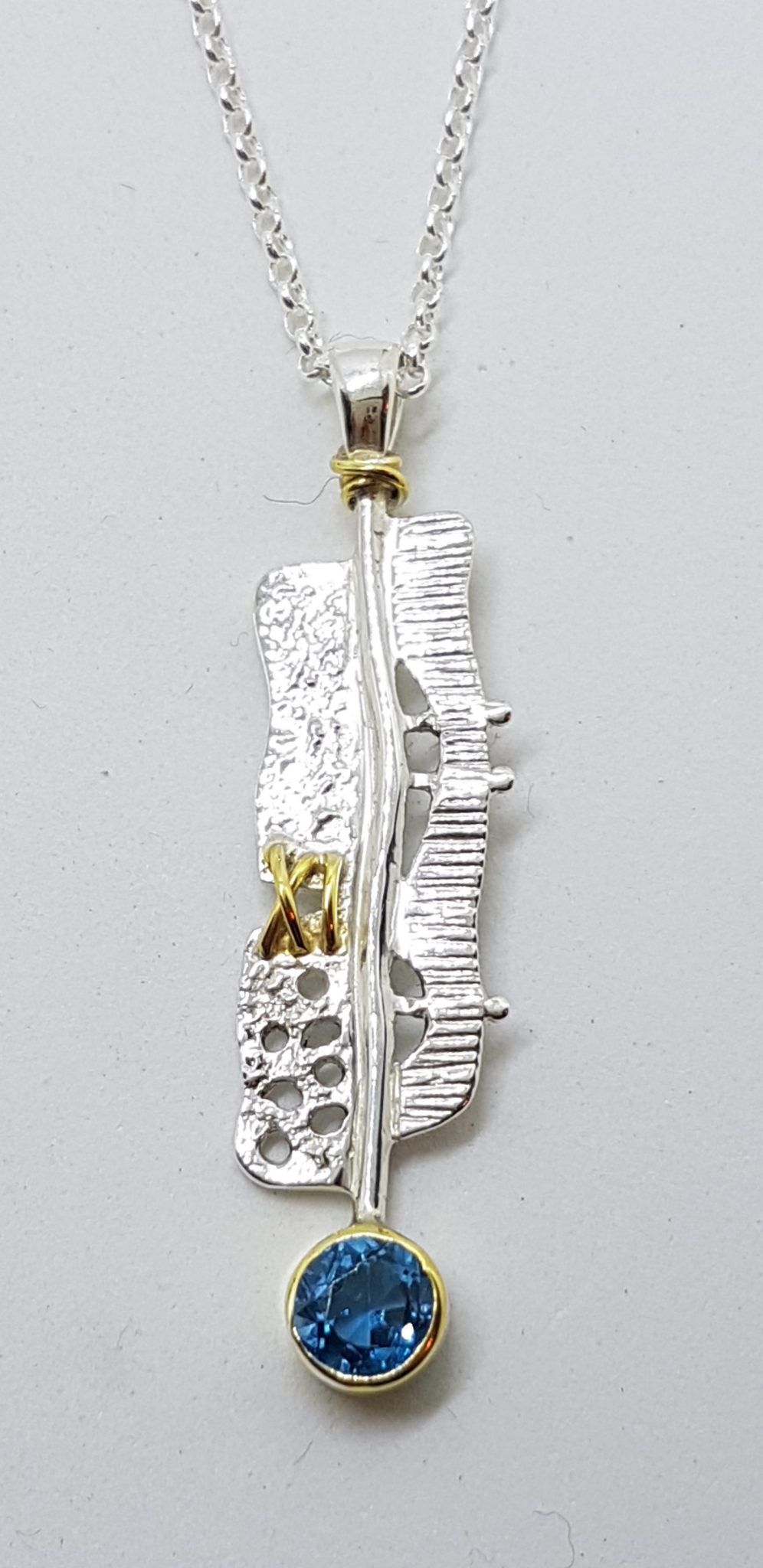 20200707_120054 Sterling Silver & Gold Plate Blue Topaz Pendant on Sterling Silver Chain