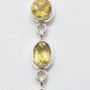 Sterling Silver Long Citrine Pendant on Silver Chain