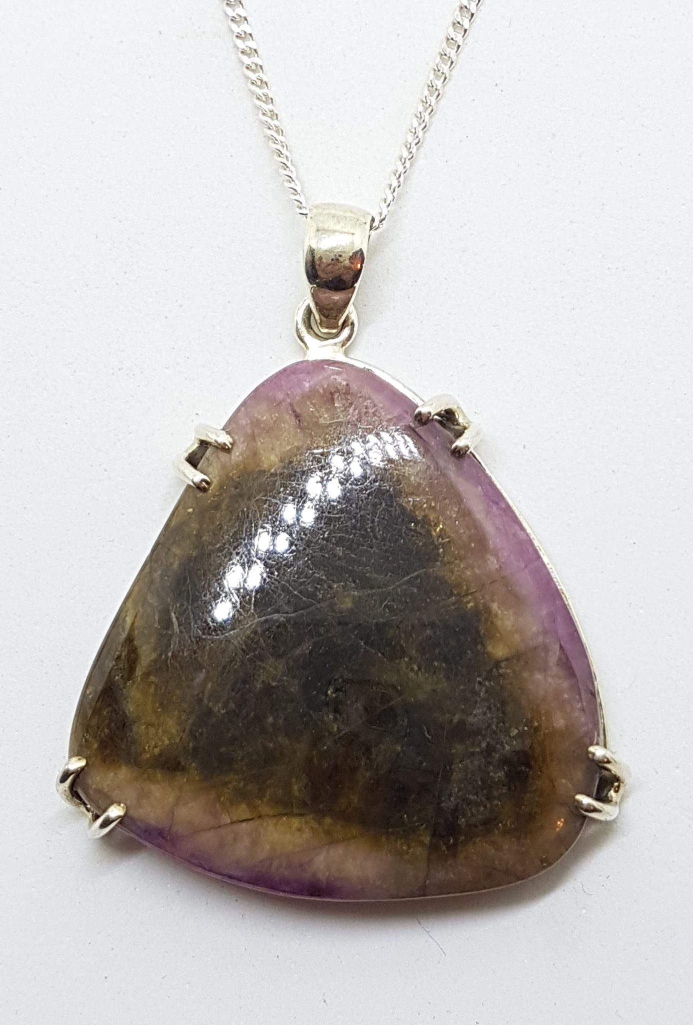 Sterling Silver Large Watermelon Tourmaline Pendant on Silver Chain
