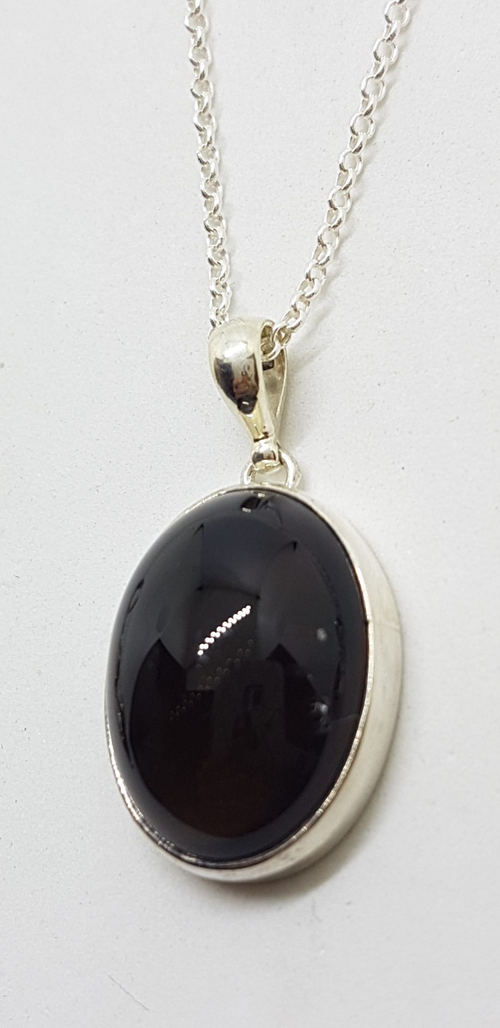 20200707_132550 Sterling Silver Oval Cabochon Garnet Pendant on Silver Chain