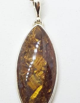 Sterling Silver Marquis Shape Pietersite Pendant on Silver Chain