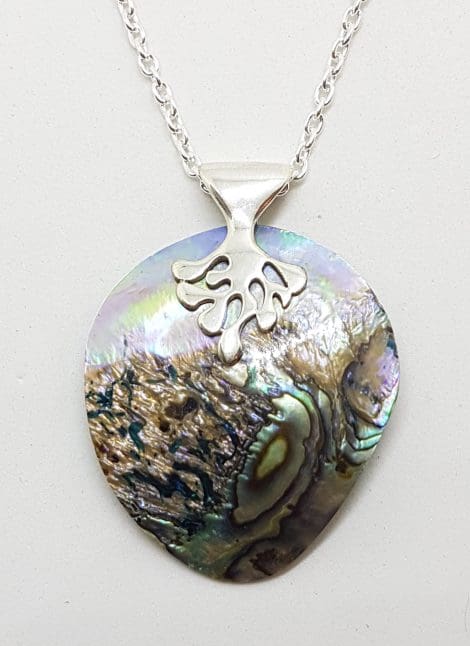 Sterling Silver Tree of Life Paua Shell Pendant on Silver Chain