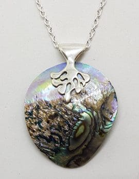 Sterling Silver Tree of Life Paua Shell Pendant on Silver Chain