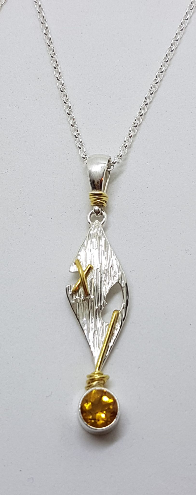 20200707_133332 Sterling Silver & Gold Plate Citrine Pendant on Sterling Silver Chain