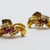 9ct Yellow Gold Ruby & Diamond Stud Earrings