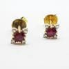 14ct Yellow Gold Natural Ruby & Diamond Stud Earrings